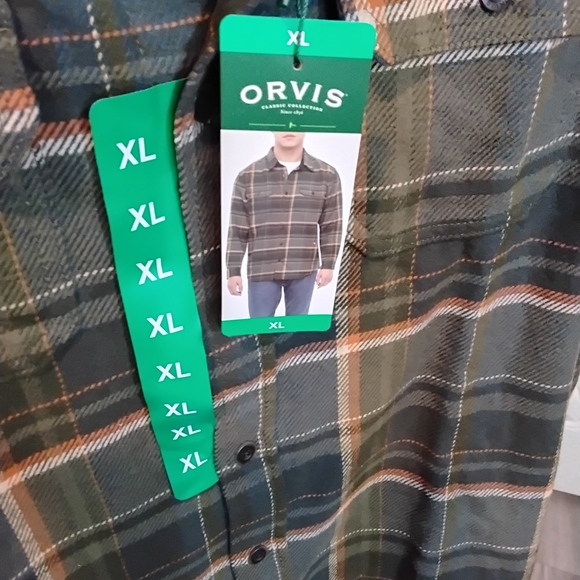 NWT Orvis Mens Green Plaid Button-Up Heavy Weight Flannel Shirt SIZE XL - Picture 6 of 8